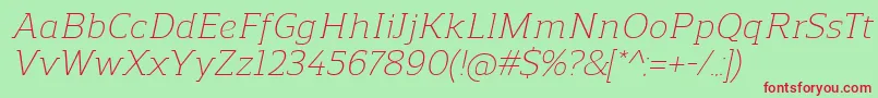 フォントReganslabLightitalic – 赤い文字の緑の背景