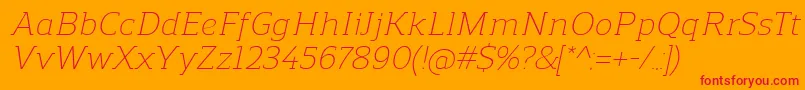 Fonte ReganslabLightitalic – fontes vermelhas em um fundo laranja