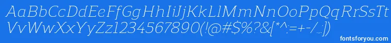 Fonte ReganslabLightitalic – fontes brancas em um fundo azul