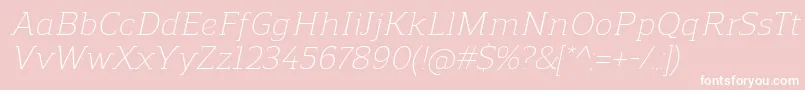 ReganslabLightitalic-Schriftart – Weiße Schriften auf rosa Hintergrund