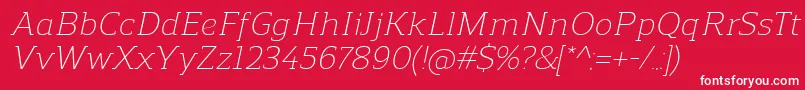 ReganslabLightitalic Font – White Fonts on Red Background