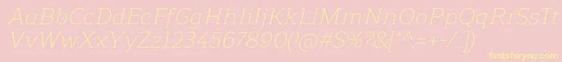 Шрифт ReganslabLightitalic – жёлтые шрифты на розовом фоне