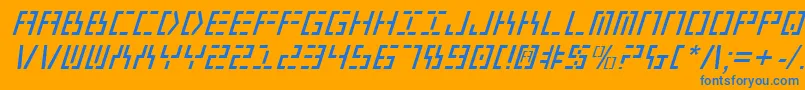 Year2000Italic-fontti – siniset fontit oranssilla taustalla