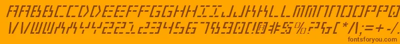 Fonte Year2000Italic – fontes marrons em um fundo laranja