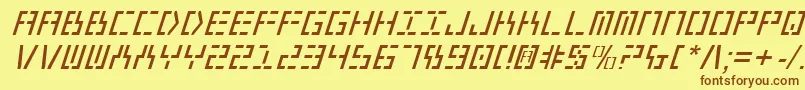 Fonte Year2000Italic – fontes marrons em um fundo amarelo