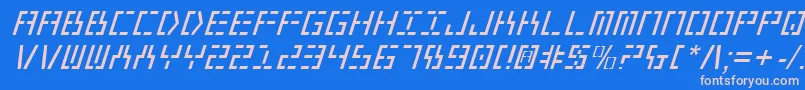 フォントYear2000Italic – ピンクの文字、青い背景