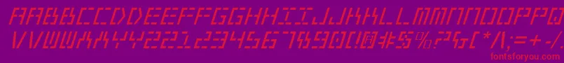 Year2000Italic-Schriftart – Rote Schriften auf violettem Hintergrund