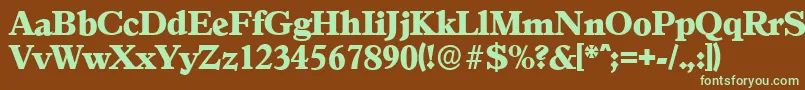 フォントGranadaserialHeavyRegular – 緑色の文字が茶色の背景にあります。