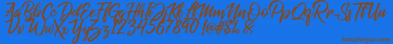 Raphlanokfuture Font – Brown Fonts on Blue Background