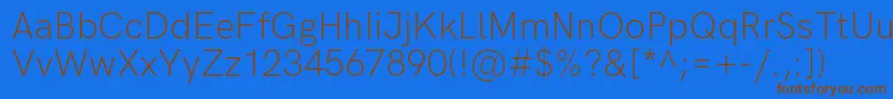 HkgroteskLightlegacy Font – Brown Fonts on Blue Background