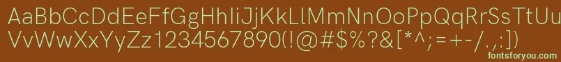 HkgroteskLightlegacy Font – Green Fonts on Brown Background