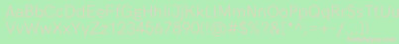 HkgroteskLightlegacy-fontti – vaaleanpunaiset fontit vihreällä taustalla
