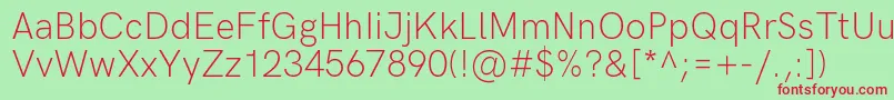 HkgroteskLightlegacy Font – Red Fonts on Green Background