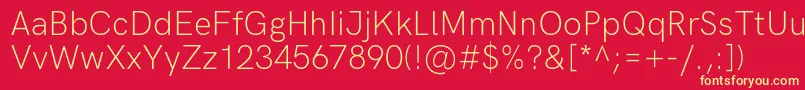 HkgroteskLightlegacy Font – Yellow Fonts on Red Background