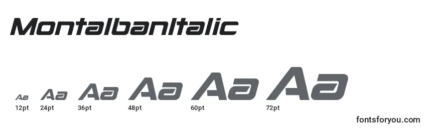 Размеры шрифта MontalbanItalic