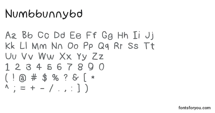 A fonte Numbbunnybd – alfabeto, números, caracteres especiais