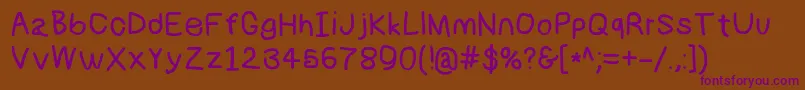 Fonte Numbbunnybd – fontes roxas em um fundo marrom