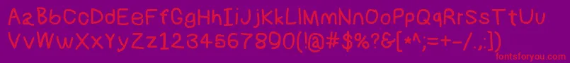 Numbbunnybd-Schriftart – Rote Schriften auf violettem Hintergrund