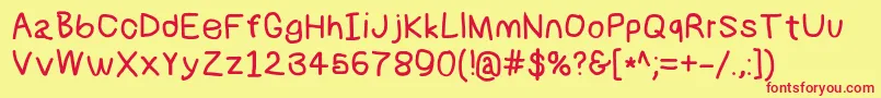 Numbbunnybd Font – Red Fonts on Yellow Background