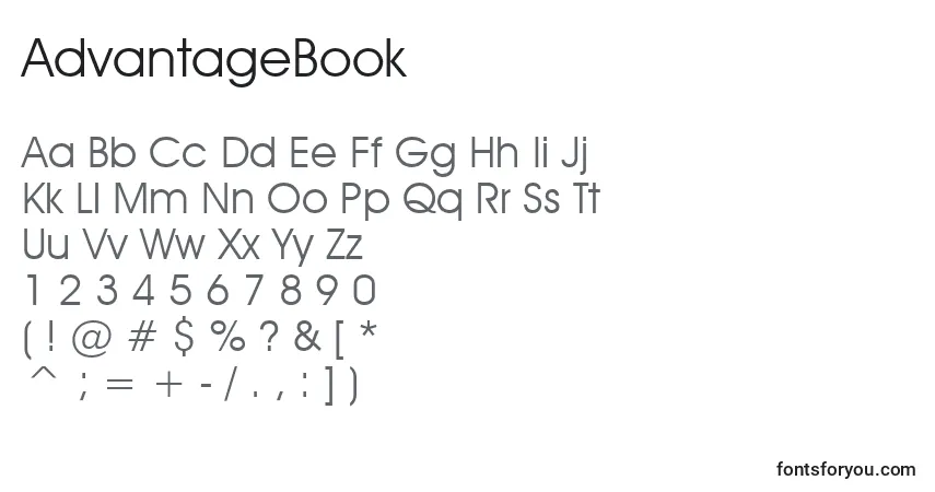 A fonte AdvantageBook – alfabeto, números, caracteres especiais