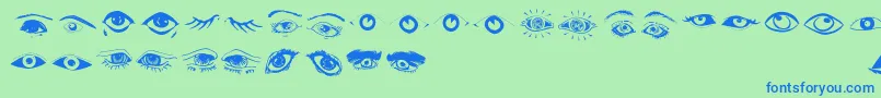Eyes Font – Blue Fonts on Green Background