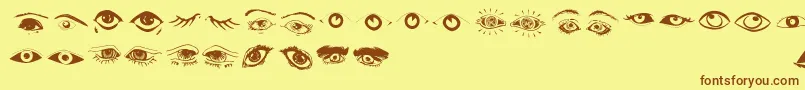 Eyes Font – Brown Fonts on Yellow Background