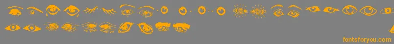 フォントEyes – オレンジの文字は灰色の背景にあります。