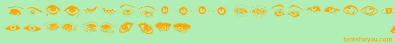 Eyes Font – Orange Fonts on Green Background