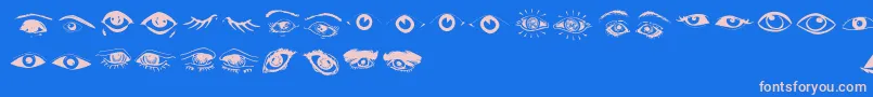 Eyes Font – Pink Fonts on Blue Background