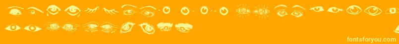 Eyes-Schriftart – Gelbe Schriften auf orangefarbenem Hintergrund