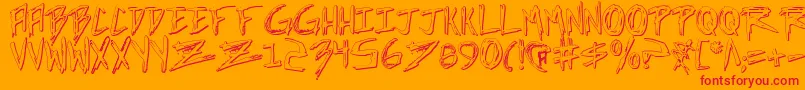 IncubusShadow-Schriftart – Rote Schriften auf orangefarbenem Hintergrund