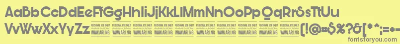Lisätietoja BunyaBoldPersonal-fontista BunyaBoldPersonal-fontti – harmaat kirjasimet keltaisella taustalla