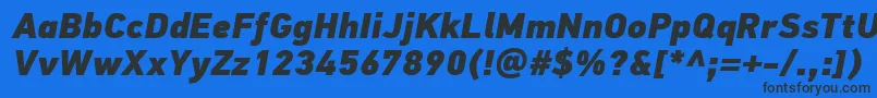 フォントPfdintextproExtrablackitalic – 黒い文字の青い背景