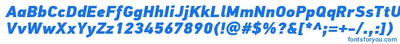 Czcionka PfdintextproExtrablackitalic – niebieskie czcionki na białym tle