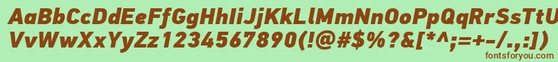 PfdintextproExtrablackitalic Font – Brown Fonts on Green Background