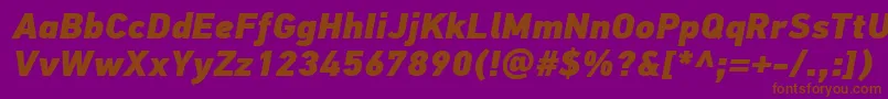 Weitere Informationen zur PfdintextproExtrablackitalic-Schriftart PfdintextproExtrablackitalic-Schriftart – Braune Schriften auf violettem Hintergrund