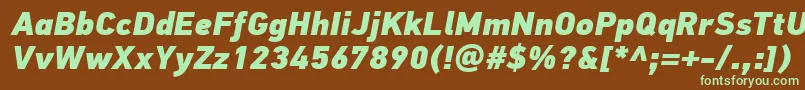 Czcionka PfdintextproExtrablackitalic – zielone czcionki na brązowym tle