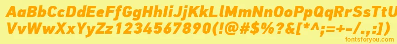 PfdintextproExtrablackitalic Font – Orange Fonts on Yellow Background