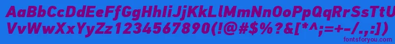Police PfdintextproExtrablackitalic – polices violettes sur fond bleu