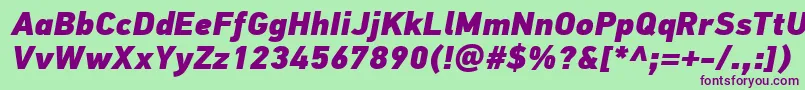 PfdintextproExtrablackitalic Font – Purple Fonts on Green Background