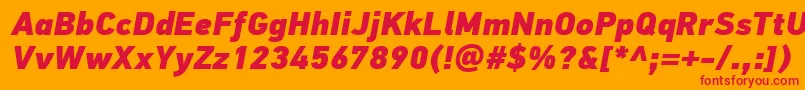 Czcionka PfdintextproExtrablackitalic – czerwone czcionki na pomarańczowym tle