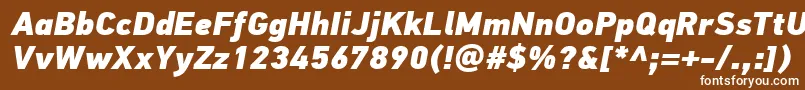 Czcionka PfdintextproExtrablackitalic – białe czcionki na brązowym tle