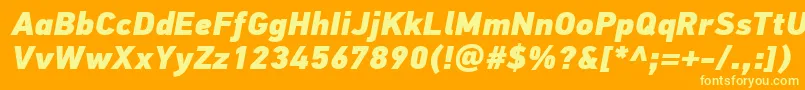 Шрифт PfdintextproExtrablackitalic – жёлтые шрифты на оранжевом фоне