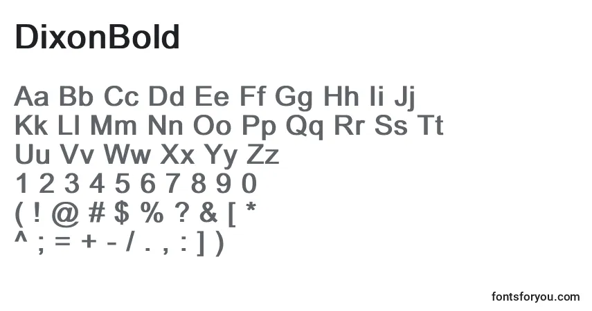 Czcionka DixonBold – alfabet, cyfry, specjalne znaki