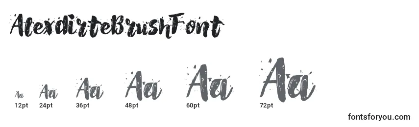 AlexdirteBrushFont Font Sizes