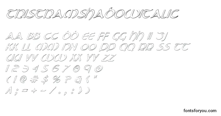 Fuente TristramShadowItalic - alfabeto, números, caracteres especiales