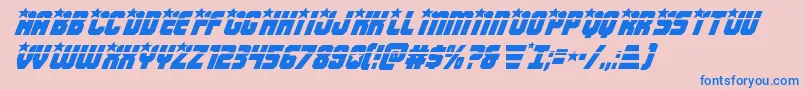 フォントArmyrangerslaserital – ピンクの背景に青い文字