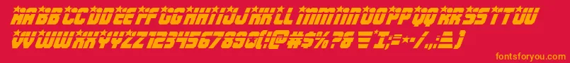 フォントArmyrangerslaserital – 赤い背景にオレンジの文字