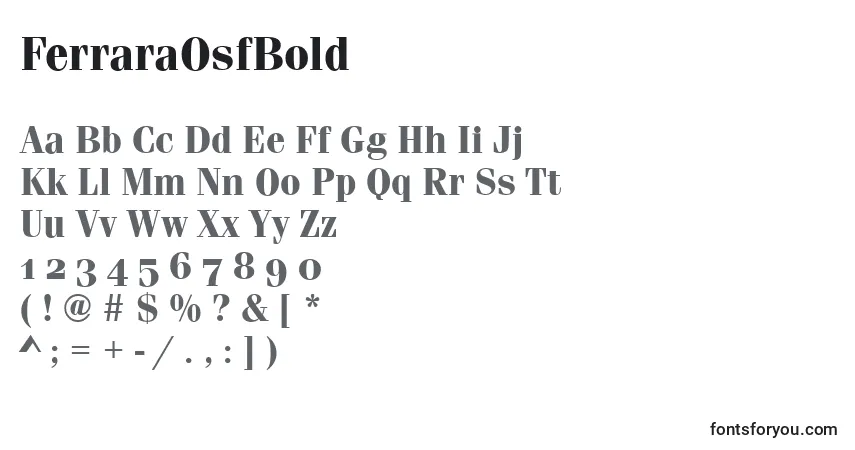 Шрифт FerraraOsfBold – алфавит, цифры, специальные символы