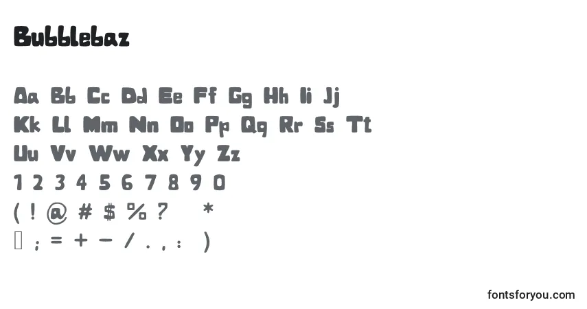 Czcionka Bubblebaz – alfabet, cyfry, specjalne znaki